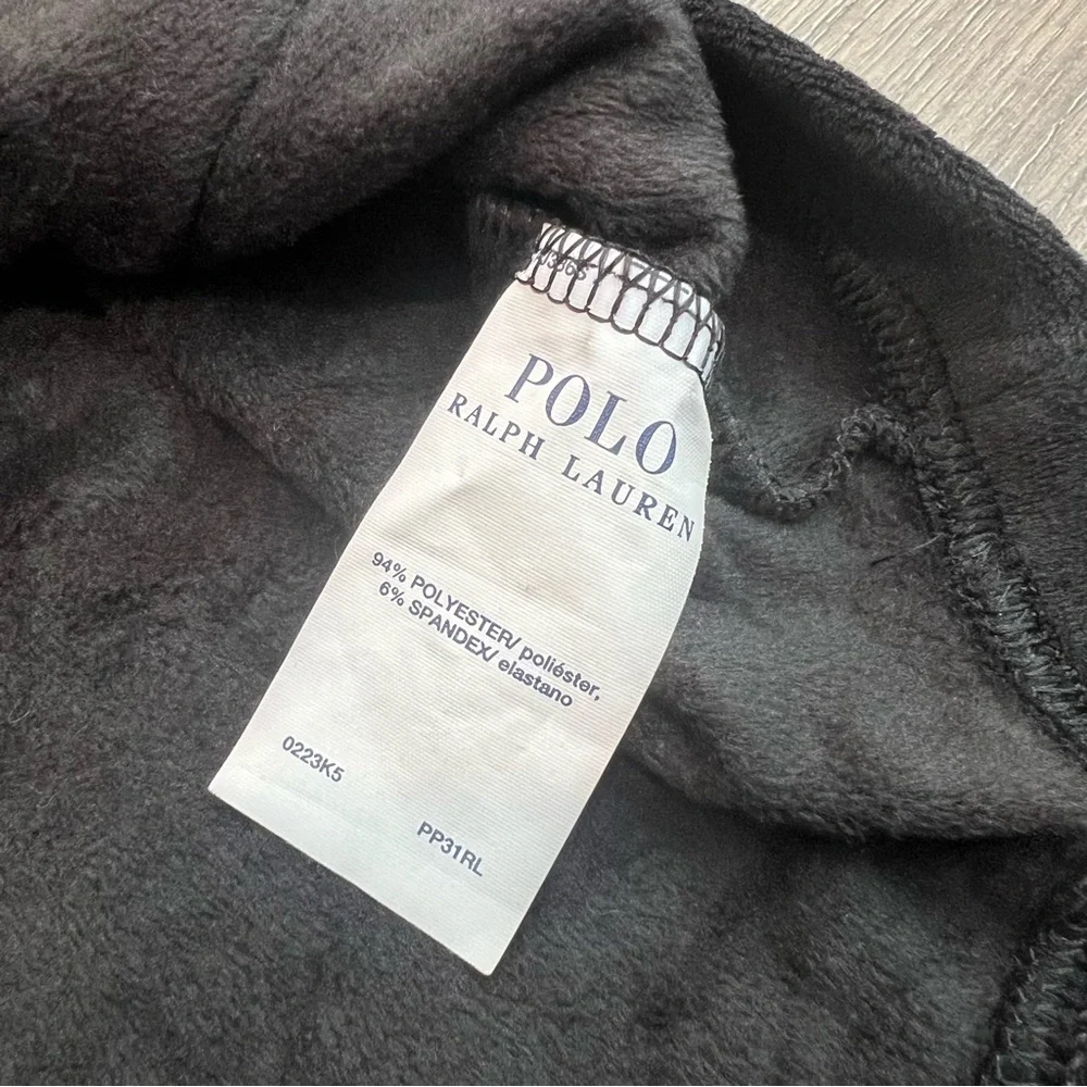 Polo Ralph Lauren Black Velour Hoodie Men’s Medium Pullover Logo Lounge Comfy